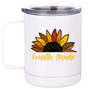 Cute Fall Sunflower Back To School Fourth Grade 4Th Grade Great Gift 12 oz Stainless Steel Tumbler Cup