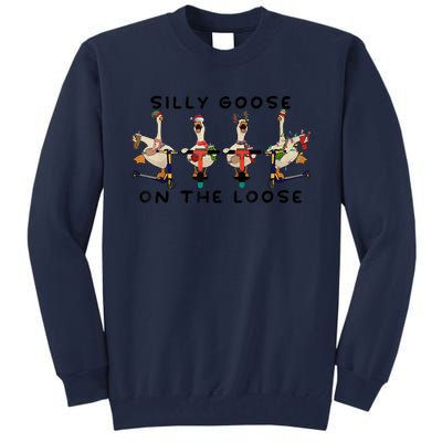 Cute Funny Santa Duck Silly Goose On The Loose Christmas Tall Sweatshirt