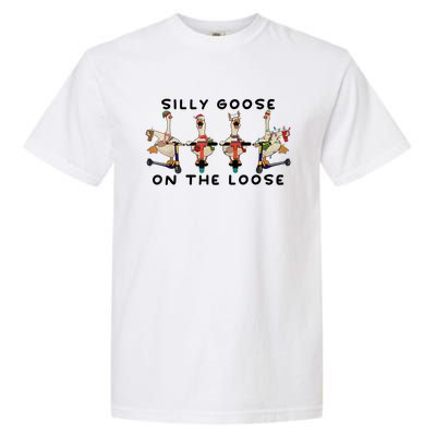 Cute Funny Santa Duck Silly Goose On The Loose Christmas Garment-Dyed Heavyweight T-Shirt