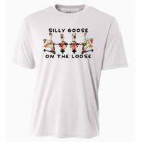 Cute Funny Santa Duck Silly Goose On The Loose Christmas Cooling Performance Crew T-Shirt