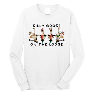 Cute Funny Santa Duck Silly Goose On The Loose Christmas Long Sleeve Shirt