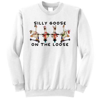 Cute Funny Santa Duck Silly Goose On The Loose Christmas Sweatshirt