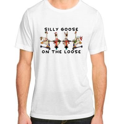 Cute Funny Santa Duck Silly Goose On The Loose Christmas Adult ChromaSoft Performance T-Shirt