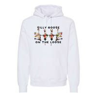 Cute Funny Santa Duck Silly Goose On The Loose Christmas Premium Hoodie