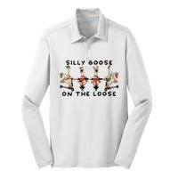 Cute Funny Santa Duck Silly Goose On The Loose Christmas Silk Touch Performance Long Sleeve Polo