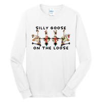 Cute Funny Santa Duck Silly Goose On The Loose Christmas Tall Long Sleeve T-Shirt