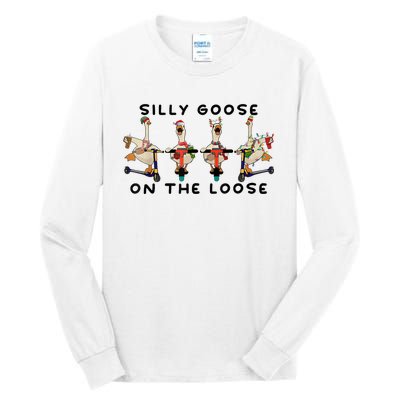 Cute Funny Santa Duck Silly Goose On The Loose Christmas Tall Long Sleeve T-Shirt