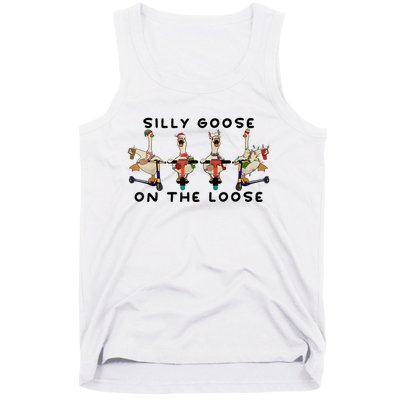 Cute Funny Santa Duck Silly Goose On The Loose Christmas Tank Top