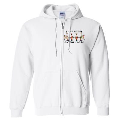 Cute Funny Santa Duck Silly Goose On The Loose Christmas Full Zip Hoodie