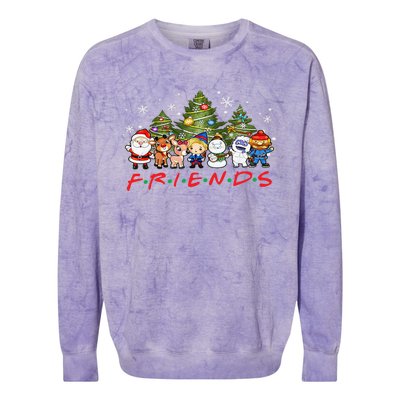 Christmas Friends Santa Rudolph Snowman Family Xmas Adults  Colorblast Crewneck Sweatshirt