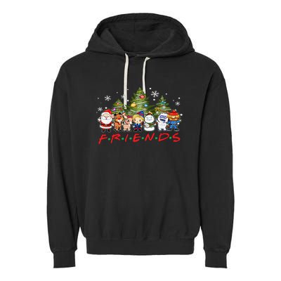 Christmas Friends Santa Rudolph Snowman Family Xmas Adults  Garment-Dyed Fleece Hoodie