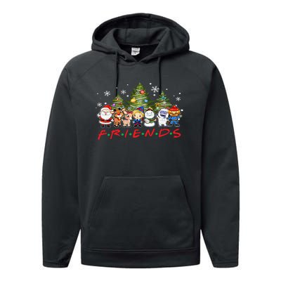 Christmas Friends Santa Rudolph Snowman Family Xmas Adults  Performance Fleece Hoodie