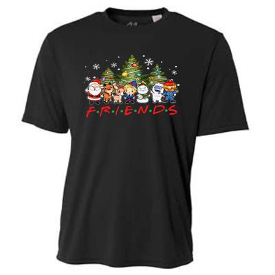 Christmas Friends Santa Rudolph Snowman Family Xmas Adults  Cooling Performance Crew T-Shirt