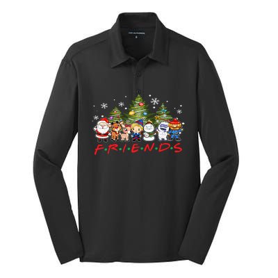 Christmas Friends Santa Rudolph Snowman Family Xmas Adults  Silk Touch Performance Long Sleeve Polo