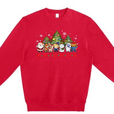 Christmas Friends Santa Rudolph Snowman Family Xmas Adults  Premium Crewneck Sweatshirt