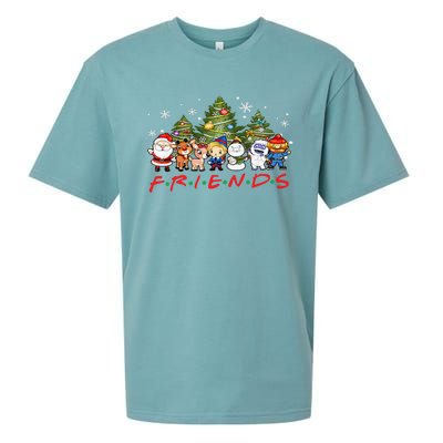 Christmas Friends Santa Rudolph Snowman Family Xmas Adults  Sueded Cloud Jersey T-Shirt