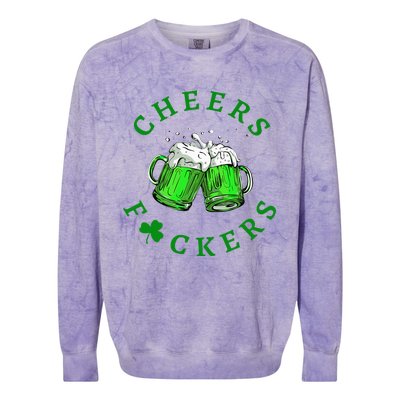 Cheers Fuckers St Patricks Day Women Beer Drinking Mugs Colorblast Crewneck Sweatshirt