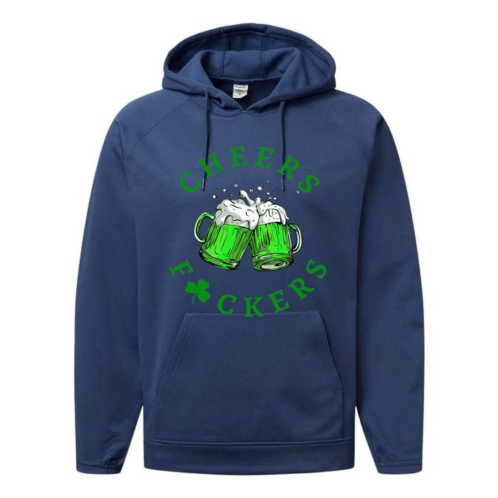 Cheers Fuckers St Patricks Day Women Beer Drinking Mugs Performance Fleece Hoodie