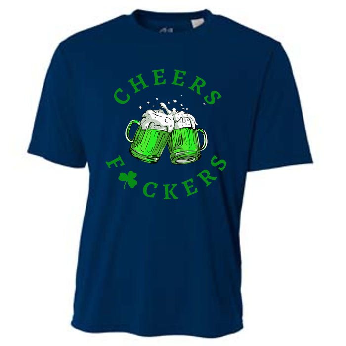 Cheers Fuckers St Patricks Day Women Beer Drinking Mugs Cooling Performance Crew T-Shirt