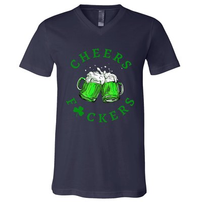 Cheers Fuckers St Patricks Day Women Beer Drinking Mugs V-Neck T-Shirt