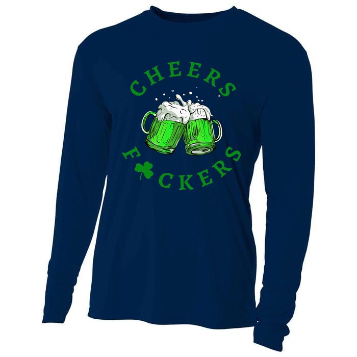 Cheers Fuckers St Patricks Day Women Beer Drinking Mugs Cooling Performance Long Sleeve Crew