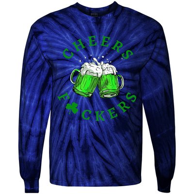 Cheers Fuckers St Patricks Day Women Beer Drinking Mugs Tie-Dye Long Sleeve Shirt