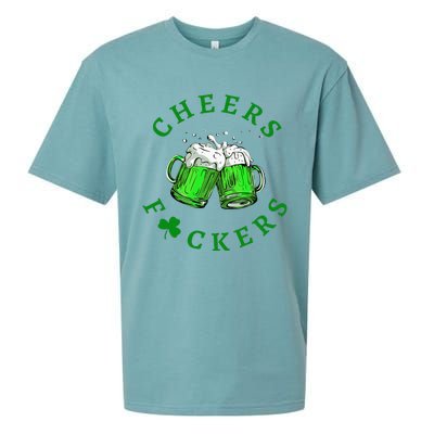 Cheers Fuckers St Patricks Day Women Beer Drinking Mugs Sueded Cloud Jersey T-Shirt