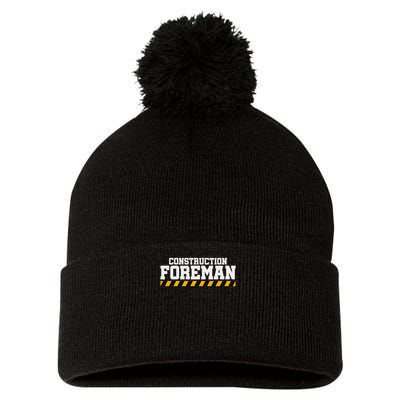 Construction Foreman Safety S For Crew Workers Pom Pom 12in Knit Beanie