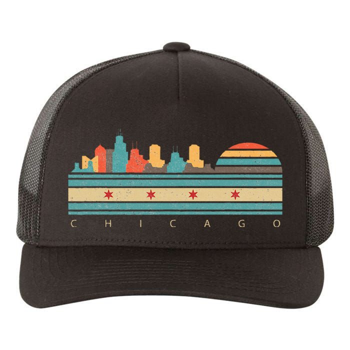 Chicago Flag Skyline Vintage Illinois City Retro Souvenir Yupoong Adult 5-Panel Trucker Hat