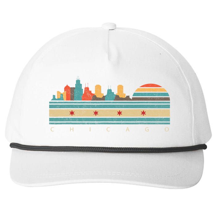 Chicago Flag Skyline Vintage Illinois City Retro Souvenir Snapback Five-Panel Rope Hat