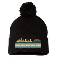 Chicago Flag Skyline Vintage Illinois City Retro Souvenir Pom Pom 12in Knit Beanie