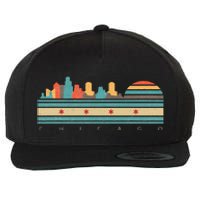 Chicago Flag Skyline Vintage Illinois City Retro Souvenir Wool Snapback Cap