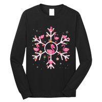 Christmas Flamingo Santa Hat Xmas Lights Flamingo Snowflakes Long Sleeve Shirt