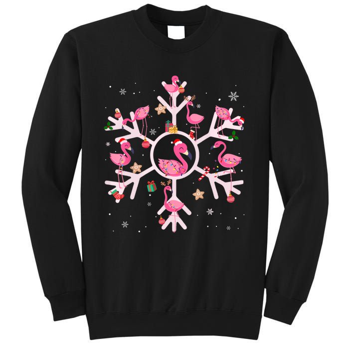 Christmas Flamingo Santa Hat Xmas Lights Flamingo Snowflakes Sweatshirt