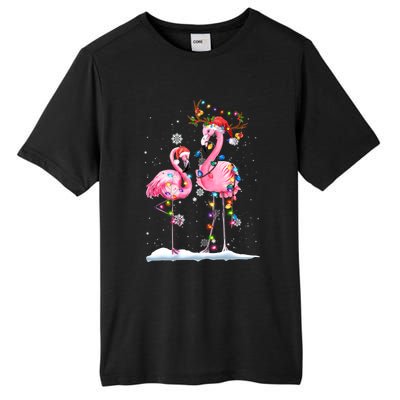 Christmas Flamingo Santa Hat Xmas Lights Flamingo Loves Gift Tall Fusion ChromaSoft Performance T-Shirt