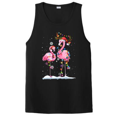 Christmas Flamingo Santa Hat Xmas Lights Flamingo Loves Gift PosiCharge Competitor Tank