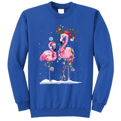 Christmas Flamingo Santa Hat Xmas Lights Flamingo Loves Gift Sweatshirt