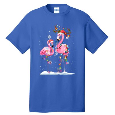 Christmas Flamingo Santa Hat Xmas Lights Flamingo Loves Gift Tall T-Shirt