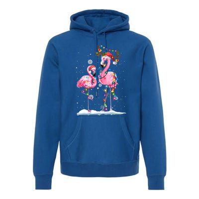 Christmas Flamingo Santa Hat Xmas Lights Flamingo Loves Gift Premium Hoodie