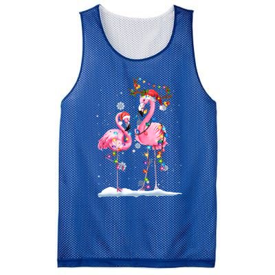 Christmas Flamingo Santa Hat Xmas Lights Flamingo Loves Gift Mesh Reversible Basketball Jersey Tank