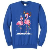 Christmas Flamingo Santa Hat Xmas Lights Flamingo Loves Gift Tall Sweatshirt