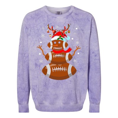 Christmas Football Snowman Kids Football Christmas Colorblast Crewneck Sweatshirt