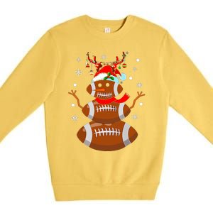 Christmas Football Snowman Kids Football Christmas Premium Crewneck Sweatshirt