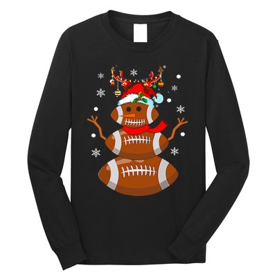 Christmas Football Snowman Kids Football Christmas Long Sleeve Shirt