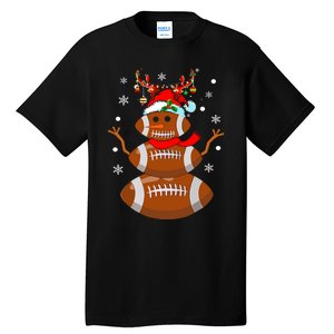 Christmas Football Snowman Kids Football Christmas Tall T-Shirt