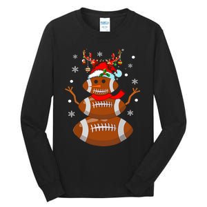 Christmas Football Snowman Kids Football Christmas Tall Long Sleeve T-Shirt