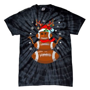 Christmas Football Snowman Kids Football Christmas Tie-Dye T-Shirt