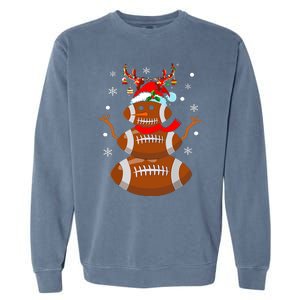 Christmas Football Snowman Kids Football Christmas Garment-Dyed Sweatshirt