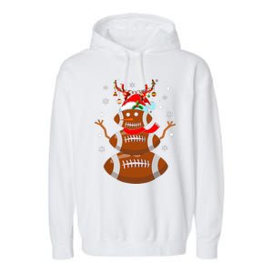 Christmas Football Snowman Kids Football Christmas Garment-Dyed Fleece Hoodie