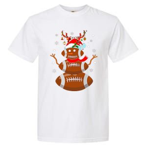 Christmas Football Snowman Kids Football Christmas Garment-Dyed Heavyweight T-Shirt